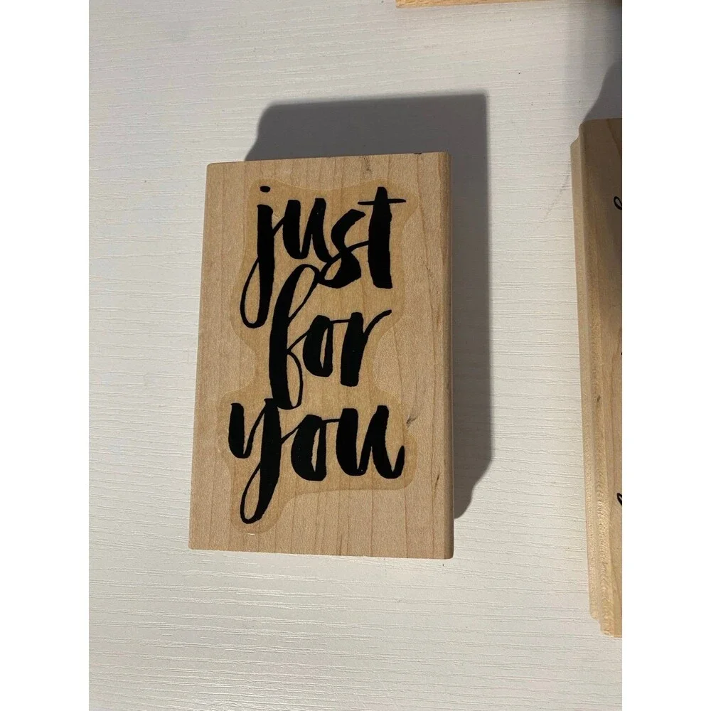 3pc Wood Rubber Stamp Lot DeNami Christmas Frame American Crafts Happy Birthday